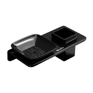 Moderno Dispensador de Jabón de Vidrio con Plato Cuadrado Extraíble y Soporte Negro Mate Antioxidante para Montar en la Pared, Ahorrador de Jabón para Baño - Product Image 1