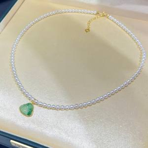 Collares con Colgante de Plata de Ley, con Perla y Calcedonia, Casi Redondos, con Luz Intensa y Ligeras Imperfecciones, Fulu - Product Image 1