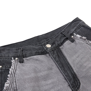 Pantalones vaqueros holgados de patchwork estilo streetwear con bordes deshilachados, lavado vintage, pierna ancha, oversize, estilo Harajuku, sueltos - Product Image 2