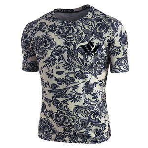 เสื้อยืดผู้ชายลายดอกไม้ แขนสั้น คอกลม แห้งเร็ว โพลีเอสเตอร์ ทรงเข้ารูป ระบายอากาศดี เสื้อยืดลำลองสำหรับออกกำลังกาย - Product Image 4