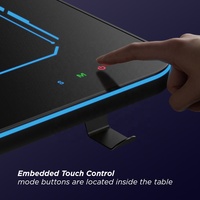 BLD02-126 Bureau de jeu avec éclairage RGB ambiant, panneau de commande tactile, 47 pouces, noir, table d'ordinateur PC avec support pour casque et porte-gobelet