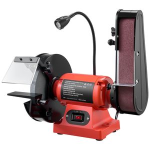 Smerigliatrice da banco professionale da 350W 8'' e levigatrice a nastro da 2'' x 28'' con luce di lavoro a LED e funzioni di protezione - Product Image 1