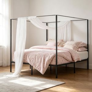 Struttura letto a baldacchino Queen in metallo, solo telaio, dimensioni personalizzabili, con funzionalità di contenimento per letto a scomparsa, per uso domestico e magazzino, in ferro e acciaio - Product Image 4
