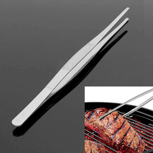 Pince de cuisine professionnelle à pointe incurvée, haute précision, pour la présentation des aliments, en acier inoxydable, outil de chef personnalisé - Product Image 3