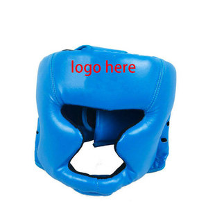 Protège-tête de boxe en cuir PU bleu avec fermeture à boucle pour adultes, équipement de protection unisexe, couleur unie, utilisation universelle - Product Image 1