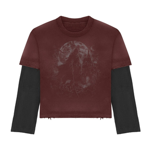 เสื้อยืดคอตตอนแขนสองชั้นสำหรับผู้ชาย Ibex Custom ลายพิมพ์ DTG แบบ Acid Wash เนื้อผ้าเจอร์ซีย์หนานุ่ม สไตล์สตรีทแวร์ - Product Image 1
