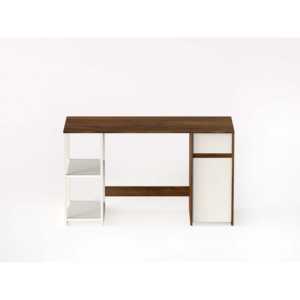 Escritorio para computadora Corbyn Brown Maple & Frosty con cajón y estantes para el hogar o la oficina, estudio y almacenamiento - Product Image 1