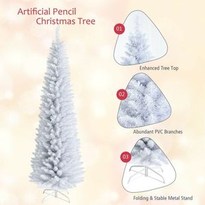 Albero di Natale Artificiale a Forma di Matita con Supporto Pieghevole in Metallo da 7 Piedi, Categoria Prodotti Alberi di Natale - Product Image 4