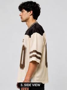 Camiseta Deportiva de Malla de Fútbol Americano Extra Grande Personalizada para Hombre, Estilo Vintage con Cuello en V, Transpirable, de Poliéster - Product Image 2