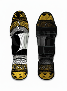 Dernier design, protège-tibias de Muay Thai à motif imprimé intégral, sur mesure, pour entraînement de kickboxing et MMA, en cuir PU, pour le combat - Product Image 6