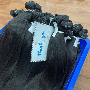 Extensions de cheveux vierges vietnamiens de la meilleure qualité, prêtes à être expédiées, double trame, en noir naturel, styles lisses, cheveux teints - Product Image 4