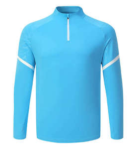 Veste de performance pour homme, gris, à blocs de couleur, avec fermeture éclair quart de tour, manches longues, col montant, en polyester anti-humidité, pour le sport d'automne - Product Image 4