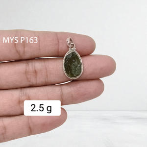 Colgantes de Plata 925 de Primera Calidad con Moldavita en Bruto, Joyería Fina, Colgantes de Plata Esterlina, Precio al por Mayor, Venta al por Mayor - Product Image 2