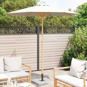 Parasol de jardin en bambou blanc crème 270 x 260 cm avec base - Product Image 3