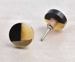 Pomo de resina verde con forma novedosa, tirador decorativo dorado para cajones, herrajes para muebles, diseño floral, pomo moderno de latón y resina - Product Image 3