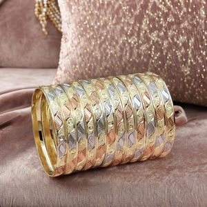 Vente en gros 3 tons plaqué or formant des bracelets, ensemble de bracelets multi-tons, bracelets en laiton doré 3 tons, bracelets remplis d'or tricolores. - Product Image 3