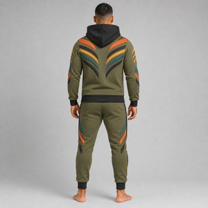 Conjunto Deportivo para Hombre, Estilo Urbano, con Estampado Puff, Tela Gruesa, Corte Holgado, Estampado Tridimensional Elegante, Ideal para Coleccionistas de Moda - Product Image 4