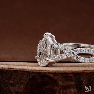 1CT Pear Shape Lab Grown Diamond Engagement <b>Ring</b> IGI Certified <b>Split</b> Pave Twist Band 10K White Gold - Product Image 2