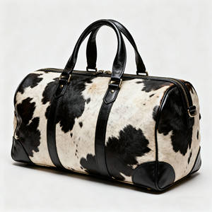 Real Leather Hair On Duffle <b>Bag</b> Cowhide Weekender Travel <b>Bag</b> Vintage Large Capacity Carry On Luggage LHDB-0003 - Product Image 4