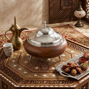 Luxury Wooden Casserole Serving Dish with Brass Finish Lid and <b>Legs</b>, Decorative Insulated Food <b>Warmer</b> for Hotel and Restaurant - Product Image 6