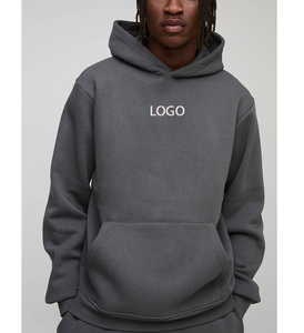 Sudadera con capucha de lona extragrande para hombre, de doble capa, con bolsillo canguro, logotipo 3D en relieve, antiencogimiento, peso pesado, para invierno, venta al por mayor - Product Image 3