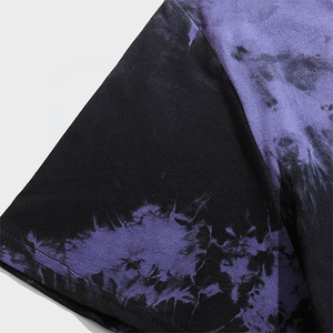 Camiseta de Punto Tie-Dye para Hombre, Manga Corta, Cuello Redondo, Corte Regular Informal, Diseño con Patrón Morado y Negro - Product Image 6