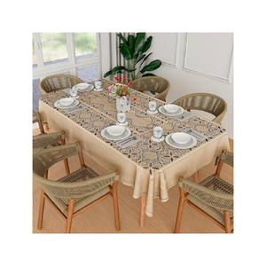Nappe blanche à franges en coton texturé avec motif floral, taille personnalisée, nombre de fils élevé, pour événements en Inde, usage mondial - Product Image 2