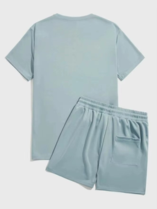 Custom Men T Shirt and Shorts <b>Set</b> Lightweight Polyester Casual Sports Beach Wear Outfit OEM Manufacturer - Product Image 2