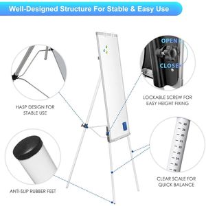 Pizarra Blanca de 36 x 24 Pulgadas con Trípode, Soporte de Atril Ajustable en Altura para Oficina, Hogar y Enseñanza en el Aula - Product Image 2