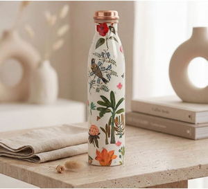 Compre con la Mejor Oferta: Botella de Cobre Esmaltado con Diseños Florales para Yoga, Gimnasio, Oficina y Viajes - Product Image 1