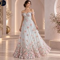 Kain Gaun Bunga Pink dengan Aplikasi Bunga Mawar 3D dan Mutiara |   Kain Payet Transparan untuk Gaun Pengantin dan Gaun Malam