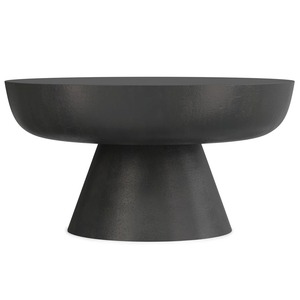 Table basse moderne Statement Surface avec base côtelée, mobilier de salon minimaliste, design durable, finition noire - Product Image 3