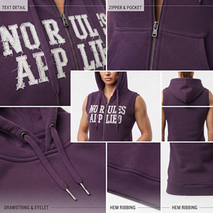 Gym Workout Sleeveless Full <b>Zip</b> Hoodie Women's Heavyweight Cotton French Terry Hoodie Embroidered Jogger Zipper <b>Hood</b> Ladies - Product Image 6