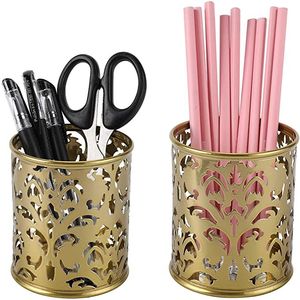 Brass Desk Organizer <b>Pen</b> Holder <b>Gold</b> Plated Modern Office Stationery Stand Rectangle Shape Home Decoration - Product Image 3