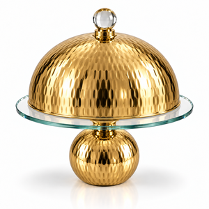 Plateau à chocolat décoratif en émail texturé avec dôme en verre pour hôtels, mariages et événements de luxe, tailles et couleurs personnalisées disponibles - Product Image 4