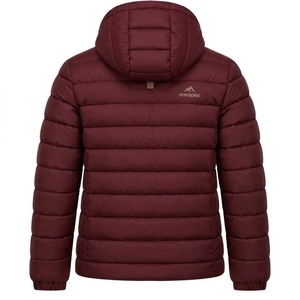 Veste matelassée à capuche bordeaux pour homme, veste d'hiver chaude et matelassée pour l'extérieur, veste légère imperméable One Apex - Product Image 5