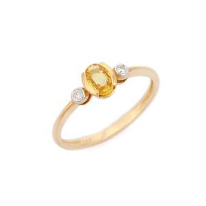 18K Yellow Gold Sapphire Engagement <b>Ring</b> with VVS2 <b>Diamond</b> - Product Image 2