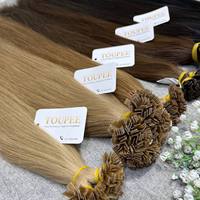 Extensiones de cabello humano de punta plana de doble estirado sin procesar de alta calidad estilo Natural al por mayor