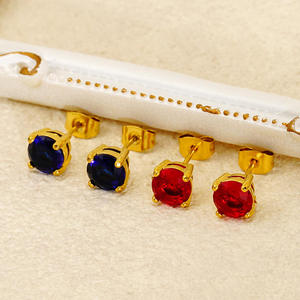 Fashion Trendy High Polish Non-Tarnish Gold Plated 14K Solid Gold Zircon <b>Stud</b> Earrings <b>for</b> Women <b>Men</b> Anniversary Wedding Gift - Product Image 2