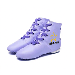 Chaussures de ballet souples pour femmes MBAANI, en cuir marron, semelle fendue, chaussures plates de danse jazz, chaussures d'entraînement - Product Image 1