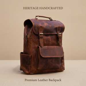 Luxury Genuine Leather Backpack <b>Men</b> Vintage <b>Travel</b> Laptop Rucksack Custom Waterproof Outdoor School <b>Bag</b> LBK-0103 - Product Image 5