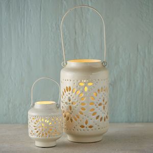 Modern Grey Metal <b>Lantern</b> Candle Holder with Floral Cutwork Pattern Decorative <b>Tealight</b> <b>Lantern</b> for Home Decor christmas decor - Product Image 2