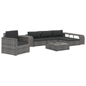 Set salotto da 8 pezzi in Poly Rattan grigio con comodi cuscini mobili da esterno per tempo libero e relax - Product Image 2