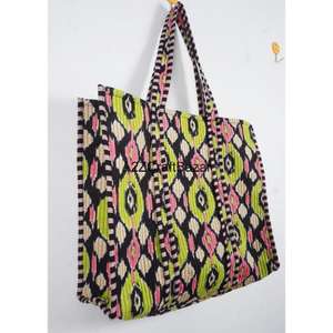 Bolso de Hombro Acolchado de Algodón Indio Hecho a Mano con Rayas para Mujer, Ecológico, Estilo Boho, para Compras, Grande, para Exposiciones - Product Image 4