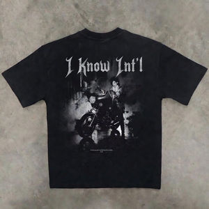 T-shirts pour hommes tricotés sur mesure, écologiques, lavés, fournisseur en gros, haute qualité, coupe oversize, 100% coton biologique, streetwear - Product Image 5