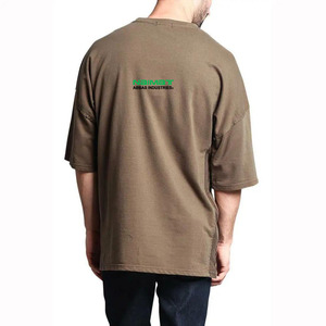 เสื้อยืดผ้าถักนิตติ้งสำหรับผู้ชาย, เสื้อทีเชิ้ตสีพื้นผ้าคอตตอนโอเวอร์ไซส์ผ้า100% เป็นมิตรกับสิ่งแวดล้อมเนื้อผ้าระบายอากาศได้ดีแห้งเร็วตัดด้านหน้า - Product Image 4