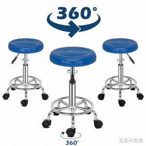 Sgabello da Bar Girevole Blu con Linee Decorative, Arredo Versatile per Sala da Pranzo, Casa, Bar, Camera da Letto, Officina, Seminterrato, Hotel - Product Image 5