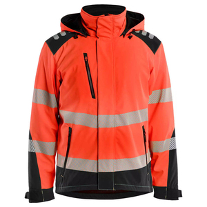 Chaqueta Acolchada con Capucha de Alta Visibilidad para Hombre, Color Naranja, con Franjas Reflectantes, Tejido Impermeable de Poliéster/Algodón, para Invierno - Product Image 4