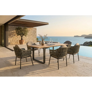 Conjunto de Comedor de Diseño BOSCO para Exteriores con Tejido de Cuerda para Villa y Terraza - Product Image 1