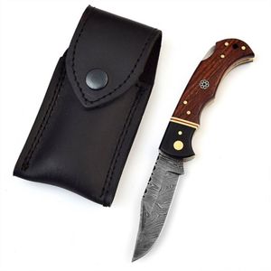 Cuchillos Plegables Duraderos con Hoja de Acero con Patrón de Damasco, Mango Decorativo Hecho a Mano, Filo Afilado para Caza, Camping, Senderismo y Actividades al Aire Libre - Product Image 1